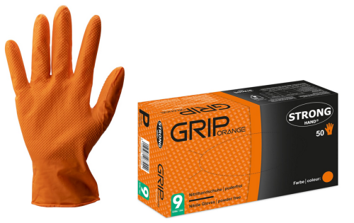 Einmalhandschuhe STRONGHAND® Grip 0424 Premium Extra Stark Nitril orange